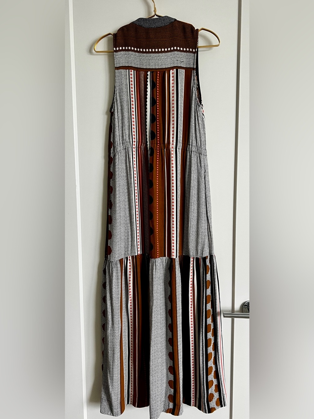 Maeve Anthropologie Alondra Maxi Dress 2P Boho Stripe Tiered Pockets Petite NWOT - Picture 12 of 16